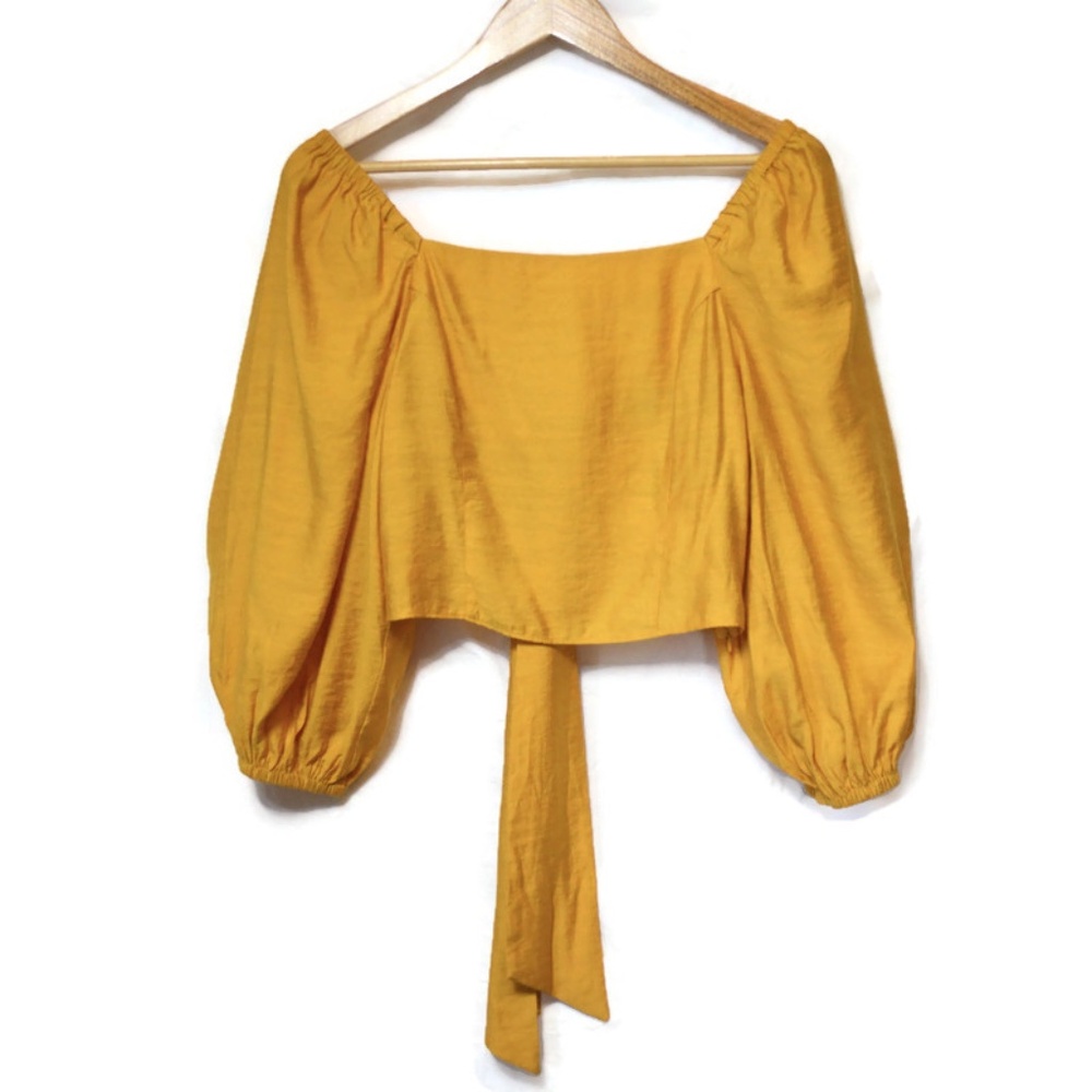 Express Backless Puff Sleeve Tie-Back Crop Top – NWT Size Small